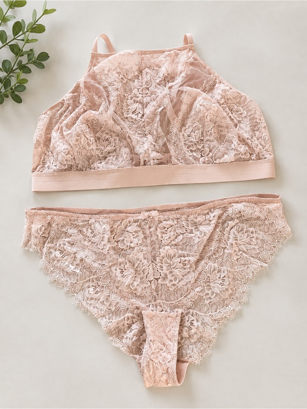 Soma Blush Lace High-Neck Bralette & matching panties SIZE XXL